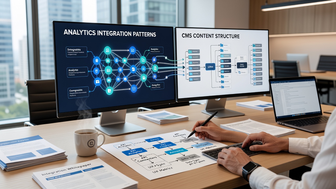 Content management interface showing analytics data overlays on article performance metrics